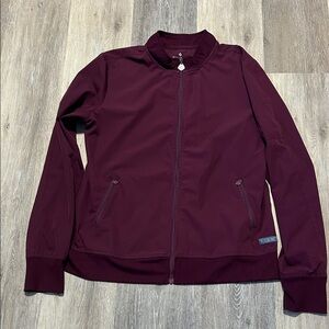 Med Couture Scrub Activewear Maroon Zip-Up Jacket Med